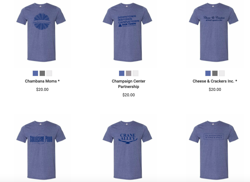 Support Champaign-Urbana Area Businesses: Buy T-Shirts Featuring Your Favorite Local Shops, Restaurants